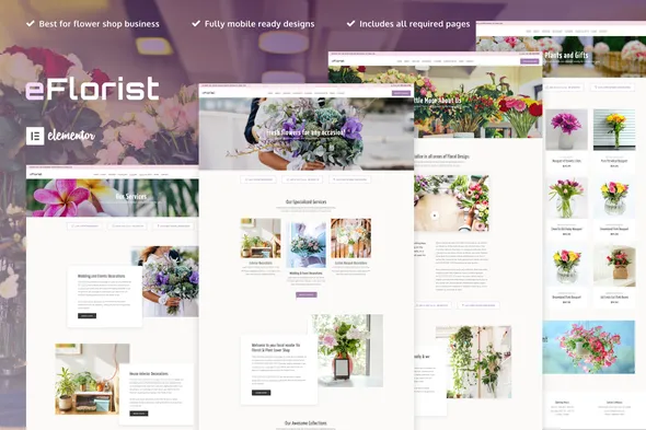 eFlorist - Flower Boutique & Decoration Elementor Pro Template Kit