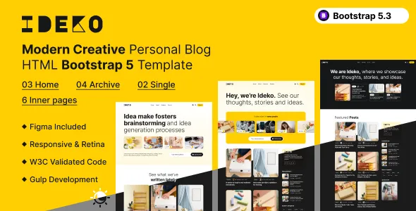 Ideko - Personal Blog HTML Bootstrap Template