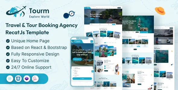 Tourm - Travel & Tour Booking Agency ReactJS Template