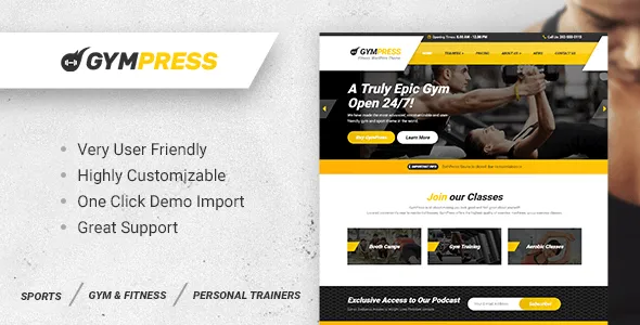 GymPress — WordPress Theme for Fitness and Personal Trainers