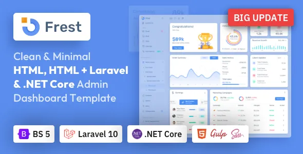 Frest - Bootstrap 5 HTML, Laravel & Asp.Net Admin Dashboard Template