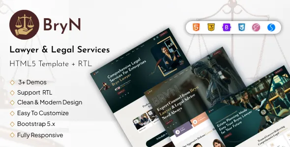 Bryn - Lawyer & Legal Services HTML5 Template + RTL