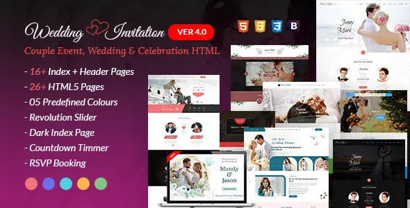Wedding Event - Wedding Invitation and Celebration HTML Template