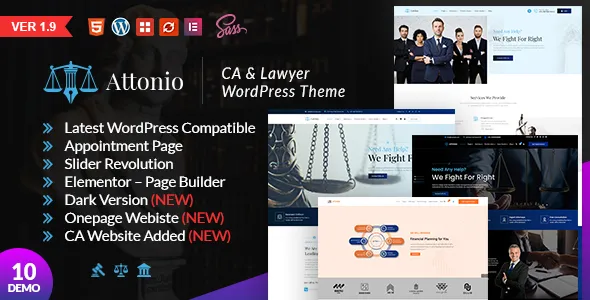 Attonio | Lawyer and CA Elementor WordPress Theme