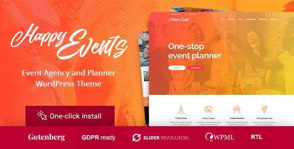 Happy Events - Holiday Planner & Agency WordPress Theme