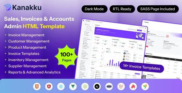 Kanakku - Accounting, Finance, Invoice & SaaS Admin Dashboard