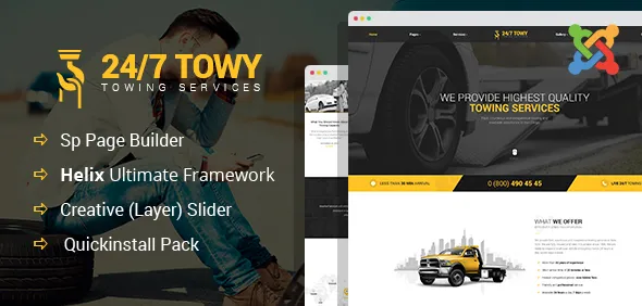 Towy - Joomla 5 Auto Towing and Roadside Assistance Template