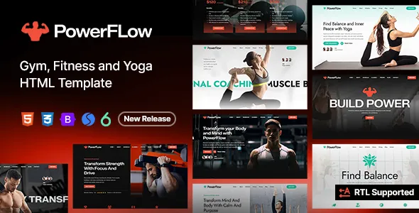PowerFlow - Gym Fitness and Yoga HTML Website Template