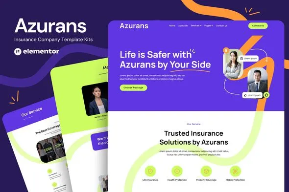 Azurans - Insurance Company Elementor Template Kit