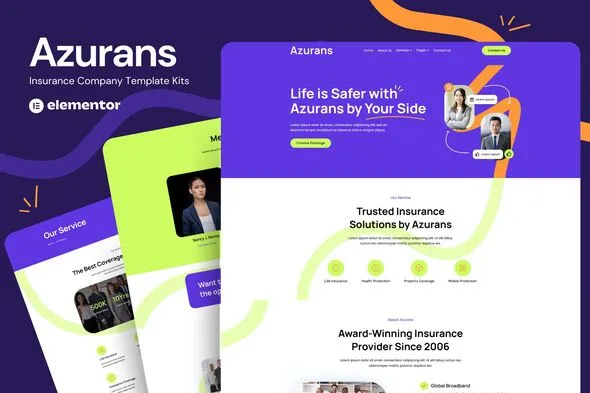 Azurans - Insurance Company Elementor Template Kit