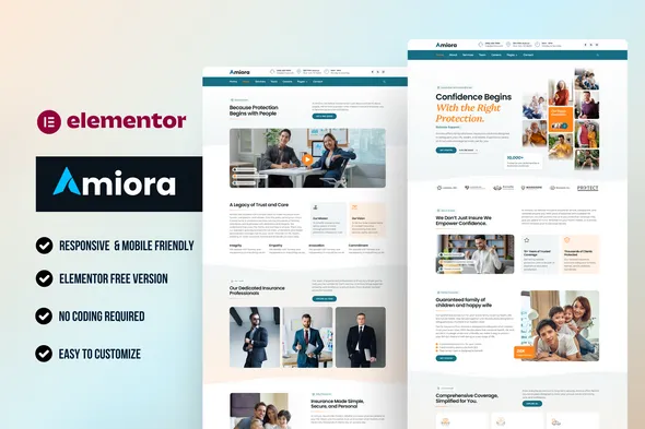 Amiora - Insurance Company Elementor Template Kit