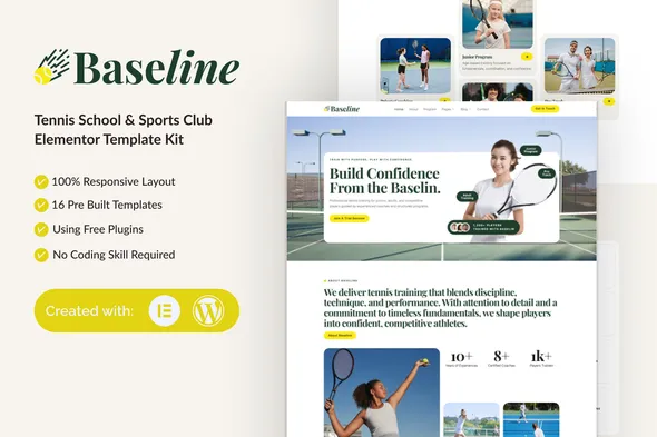 Baseline - Tennis School & Sports Club Elementor Template Kit