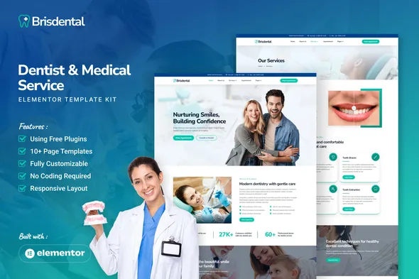 Brisdental - Dentist & Medical Service Elementor Template Kit
