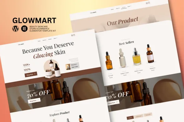 Glowmart - Beauty Cosmestics & Skincare Ecommerce Elementor Template Kit