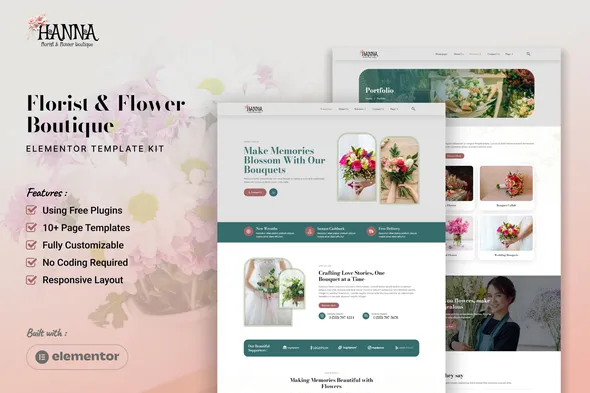 Hanna - Florist & Flower Boutique Elementor Template Kit