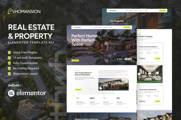 Homansion - Real Estate & Property Elementor Template Kit