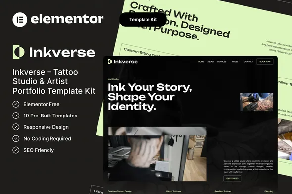 Inkverse – Tattoo Studio & Artist Portfolio Template Kit