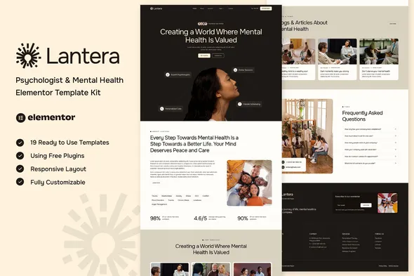 Lantera - Psychologist & Mental Health Elementor Template Kit