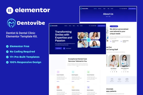 Dentovibe - Dentist & Dental Clinic Elementor Template Kit