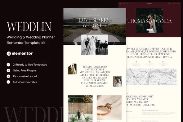 Weddlin - Wedding & Wedding Planner Elementor Template Kit