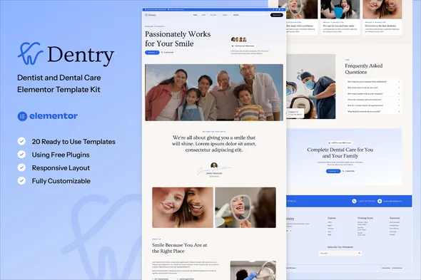 Dentry - Dentist & Dental Care Elementor Template Kit