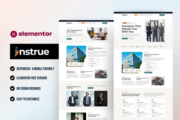 Instrue - Insurance Agency Elementor Template Kit