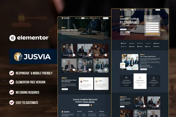 Jusvia - Lawyer & Attorney Elementor Template Kit