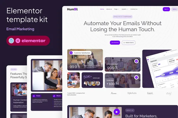 Humail - Email Marketing Elementor Template Kit