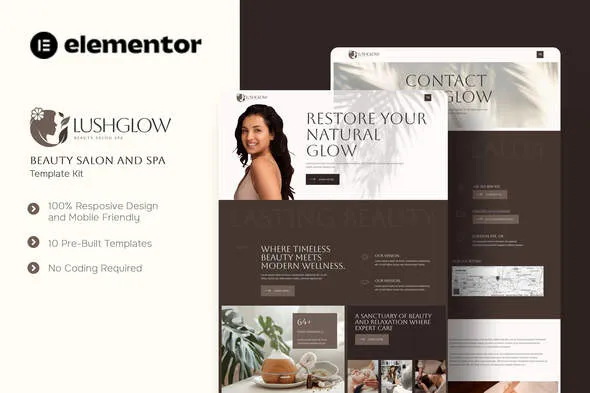 Lushglow - Beauty Salon & SPA Elementor Template Kit