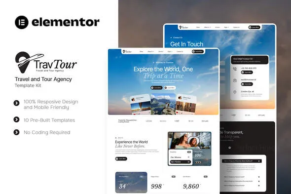 Travtour - Travel and Tour Agency Elementor Template Kit