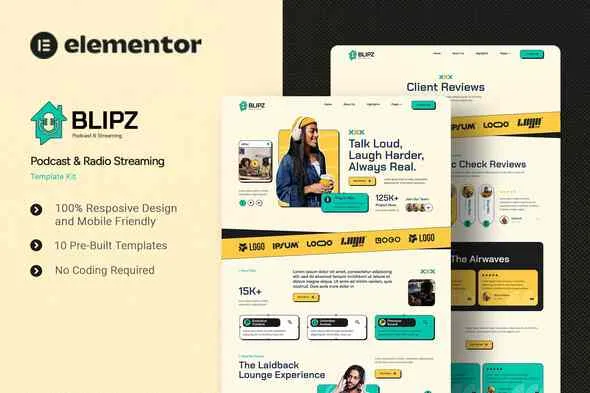 Blipz - Podcast & Radio Streaming Elementor Template Kit