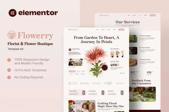 Flowerry - Florist & Flower Boutique Elementor Template Kit