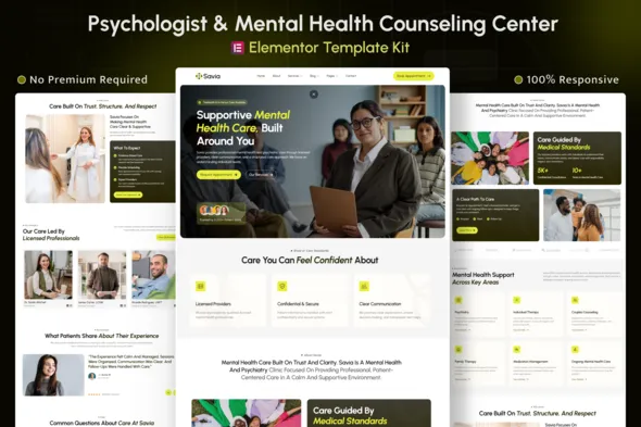 Savia – Mental Health & Psychologist Elementor Template Kit