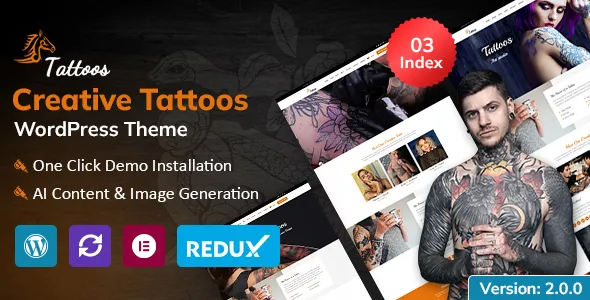 Tattoos WordPress Theme With Automatic AI Blog Content Generator and Chatbot
