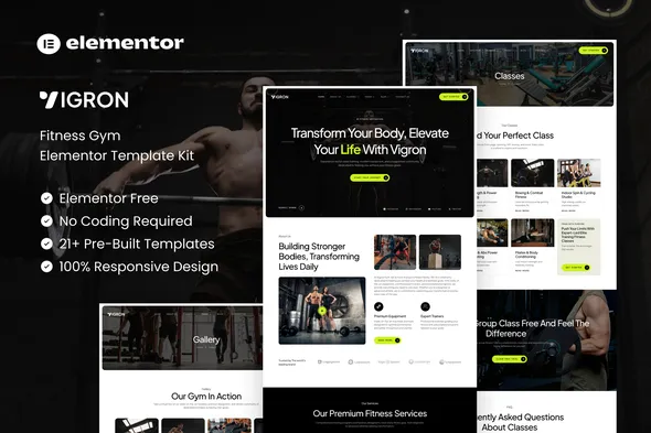 Vigron - Fitness Gym Elementor Template Kit