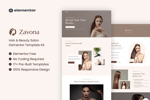 Zavona - Hair & Beauty Salon Elementor Template Kit