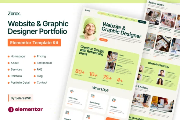 Zorox - Website & Graphic Designer Portfolio Elementor Pro Template Kit