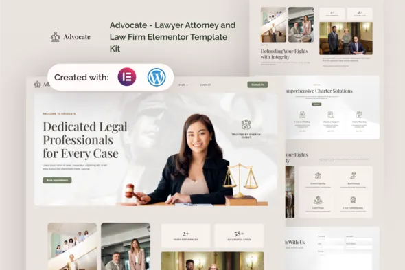 Advocate - Lawyer Attorney and Law Firm Elementor Template Kit