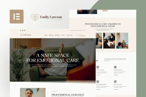 EmilyLawson - Psychologist & Counsellor Elementor Template Kit