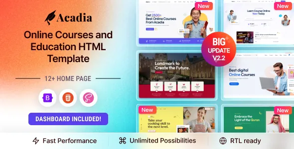 Acadia - Online Courses & Education Template