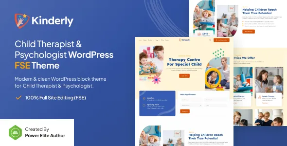 Kinderly – Child Therapist & Psychologist FSE WordPress Theme