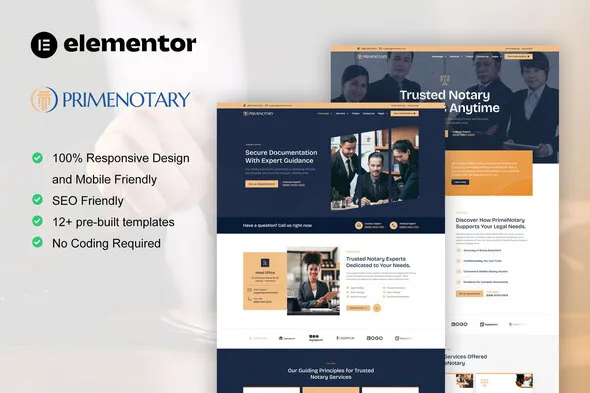 PrimeNotary - Notary Public & Legal Services Elementor Pro Template Kit