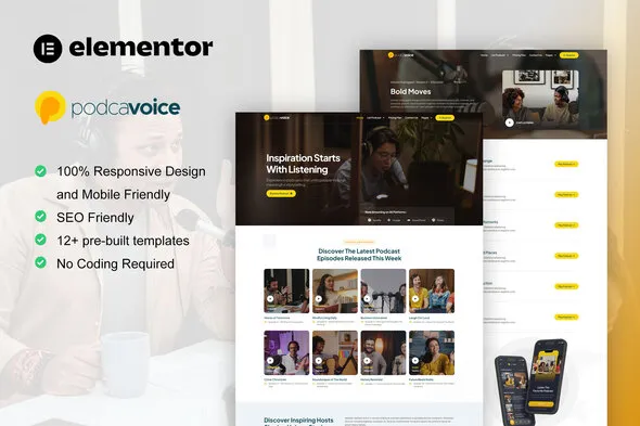 PodcaVoice - Podcaster & Streaming Elementor Template Kit