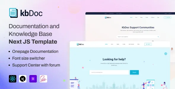 kbDoc – Documentation & Knowledge Base React Next js Template with Helpdesk Forum