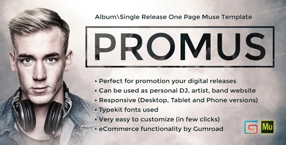 Promus - Music Album Release / DJ / Band / Musician Onepage Muse Template