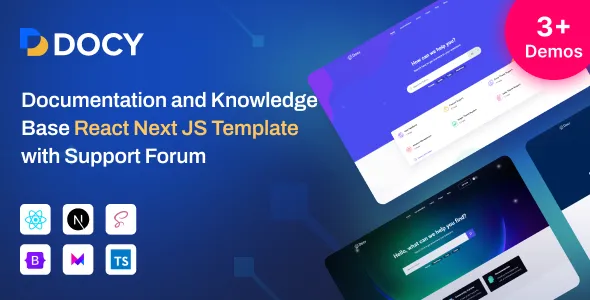 Docy – Documentation & Knowledge Base React Next.js Template with Support Forum