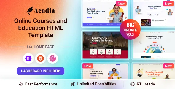 Acadia - Online Courses & Education Template
