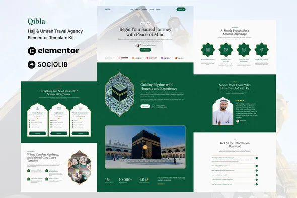 Qibla - Hajj & Umrah Travel Agency Elementor Template Kit