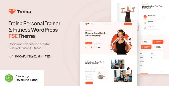 Treina – Personal Trainer & Fitness Gutenverse FSE WordPress Block Theme